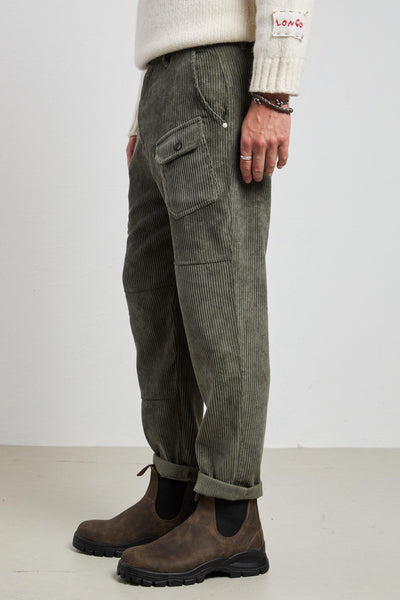 2515 Pantalone verde Spillo velluto