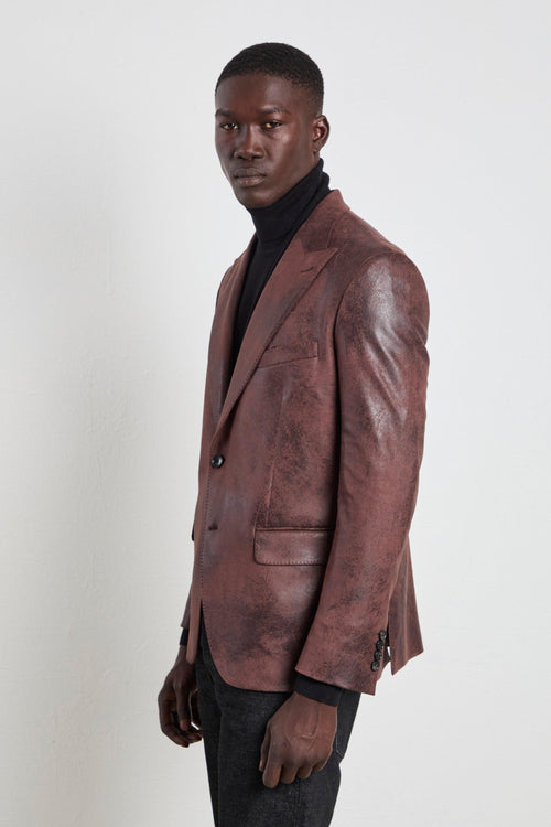 2387 Giacca in ecopelle marrone