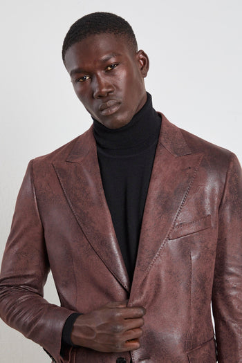 2387 Giacca in ecopelle marrone - 3