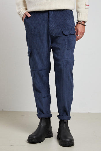 2517 Pantalone blu Spillo velluto - 2