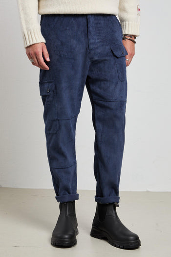 2517 Pantalone blu Spillo velluto - 5