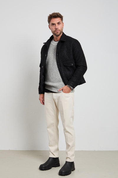 2522 Overshirt nera bouclé