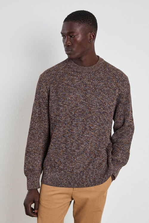 2628 Maglia a coste mélange marrone