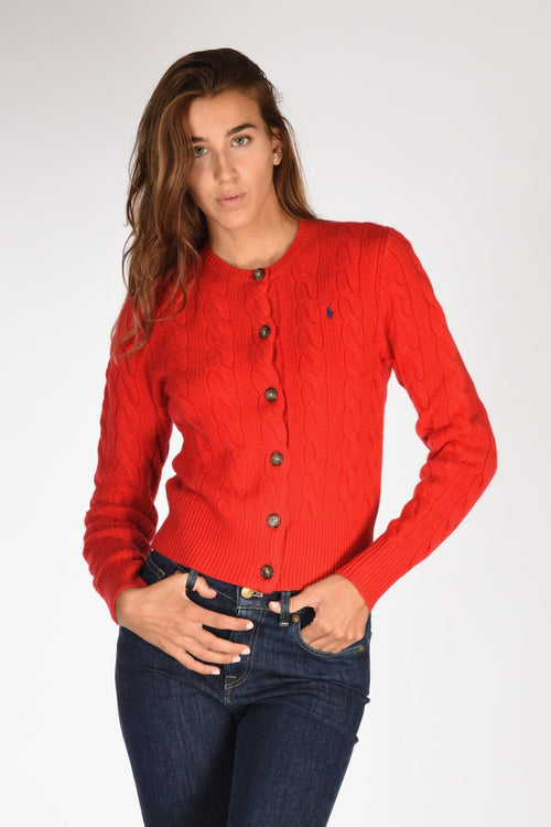 Cardigan Treccia Rosso Donna