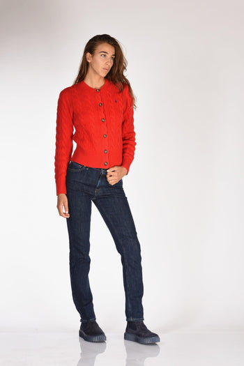 Cardigan Treccia Rosso Donna - 4