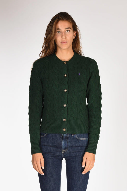 Cardigan Treccia Verde Donna