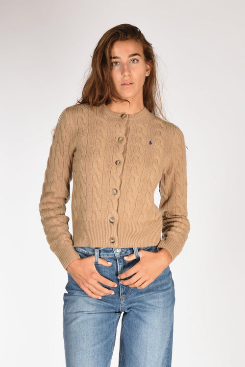 Cardigan Treccia Beige Donna