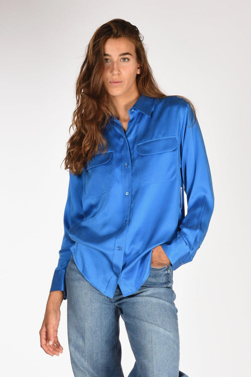 Camicia Tasche Blu Chiaro Donna