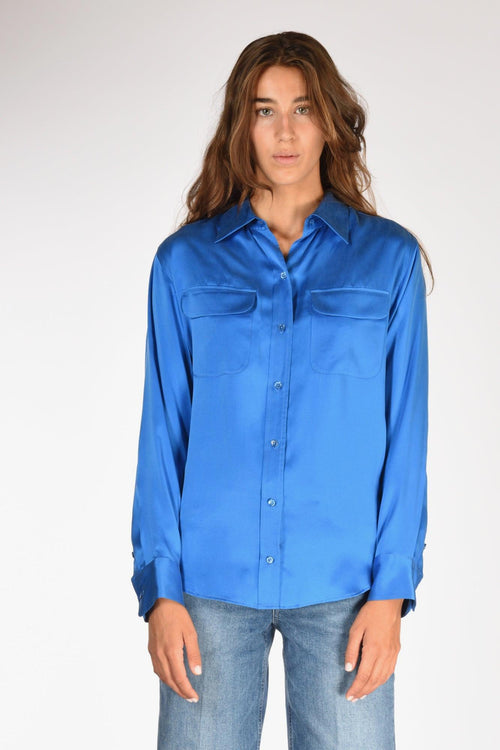 Camicia Tasche Blu Chiaro Donna - 2