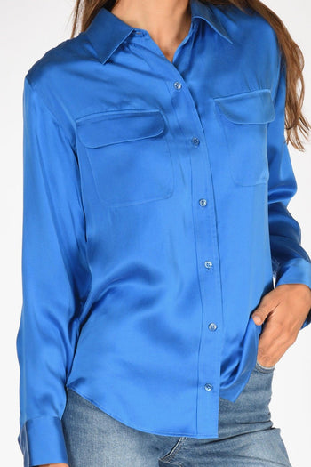 Camicia Tasche Blu Chiaro Donna - 4