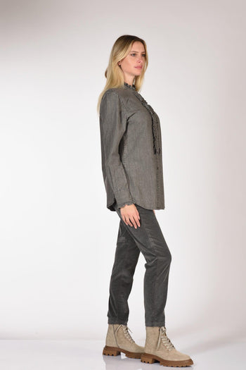 Camicia Rouches Grigio Donna - 4