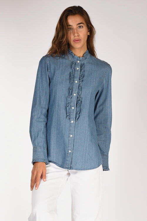 Camicia Rouches Blu Jeans Donna