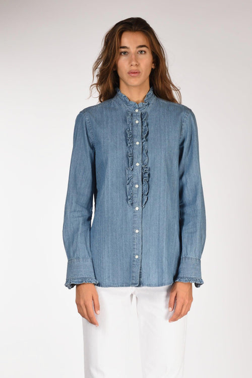 Camicia Rouches Blu Jeans Donna - 2