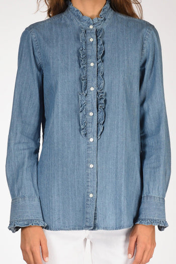 Camicia Rouches Blu Jeans Donna - 3