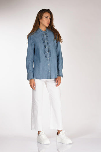 Camicia Rouches Blu Jeans Donna - 4