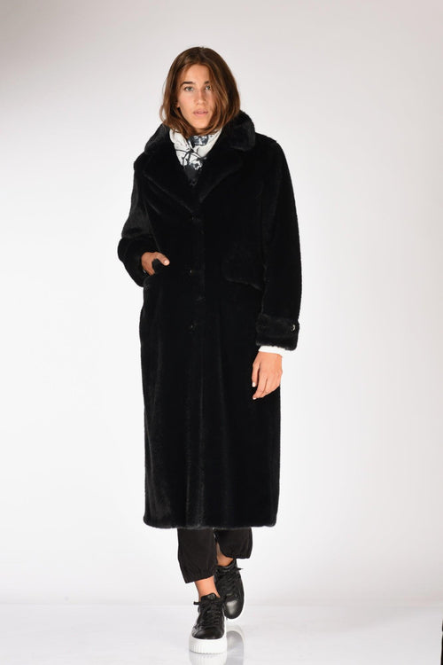 Cappotto Faux Fur Nero Donna