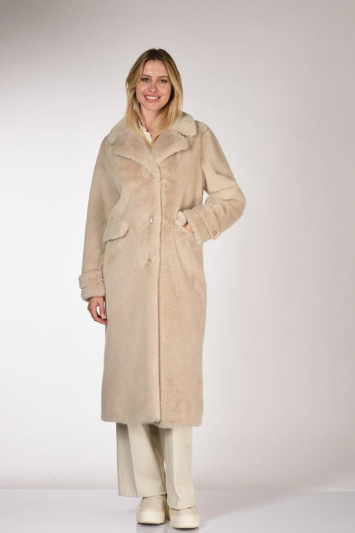 Cappotto Faux Fur Beige Donna