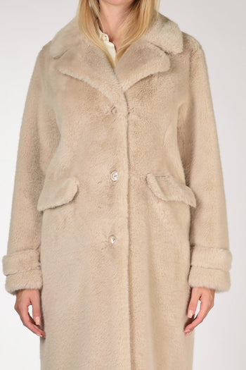 Cappotto Faux Fur Beige Donna - 3