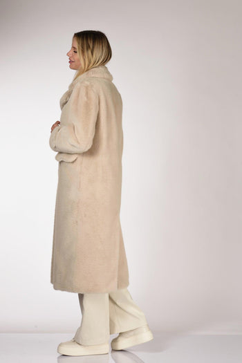 Cappotto Faux Fur Beige Donna - 5