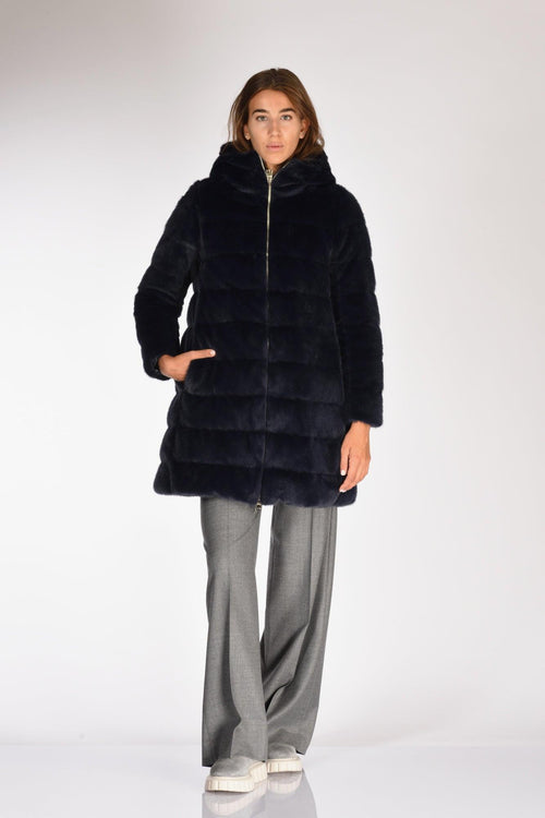 Piumino Faux Fur Blu Donna