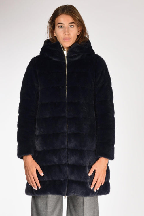 Piumino Faux Fur Blu Donna - 2