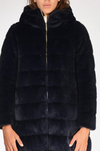 Piumino Faux Fur Blu Donna - 3