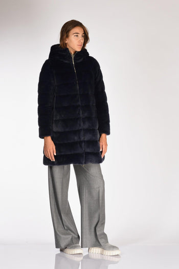 Piumino Faux Fur Blu Donna - 4