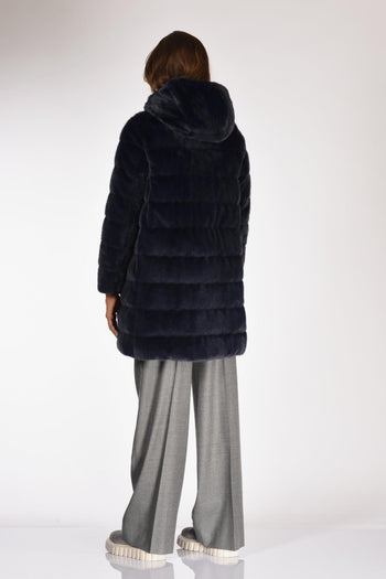 Piumino Faux Fur Blu Donna - 5