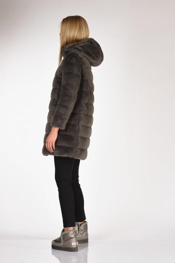 Piumino Faux Fur Grigio Scuro Donna - 6