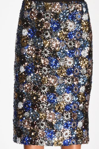 Gonna Paillettes Blu Donna - 4