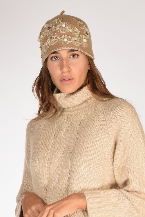 Cappello Decorato Beige/oro Donna - 1