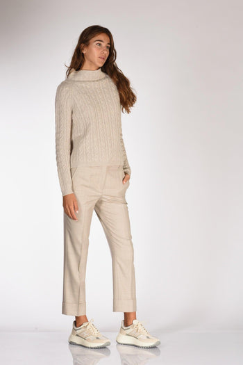 Maglia Treccia Beige Donna - 4