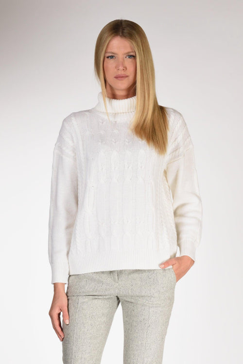 Maglia Treccia Bianco Donna