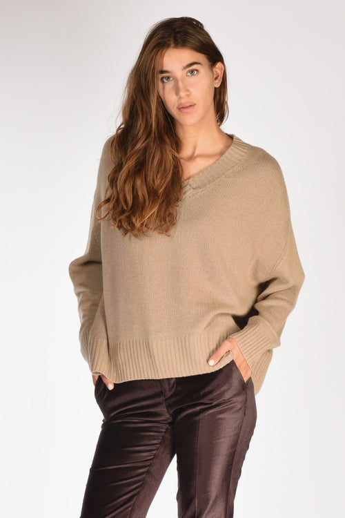 Maglia V Beige Scuro Donna