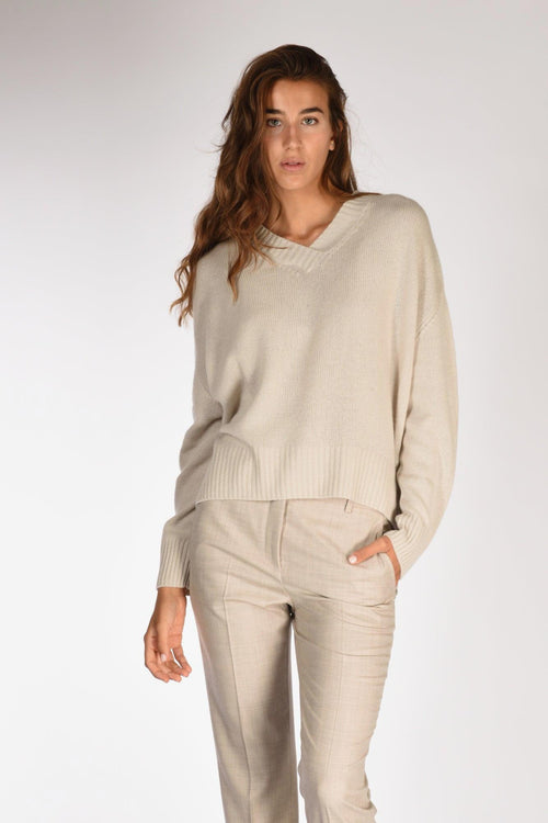 Maglia V Beige Chiaro Donna