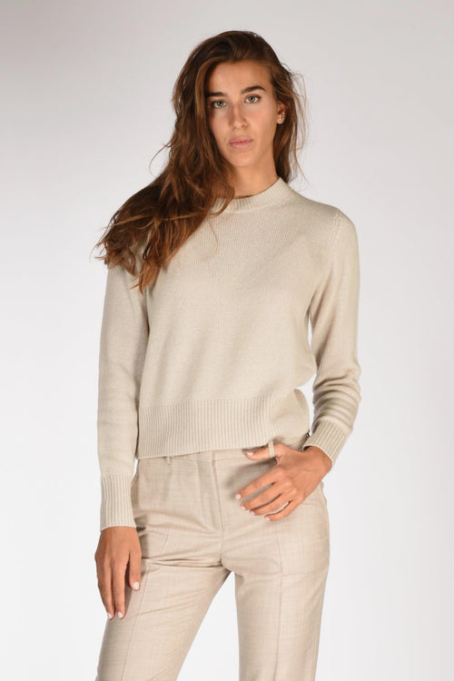 Maglia Girocollo Beige Chiaro Donna