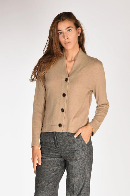 Maglia Cardigan Beige Scuro Donna