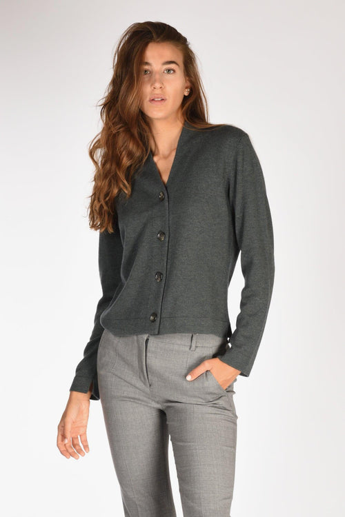 Maglia Cardigan Grigio Fango Donna