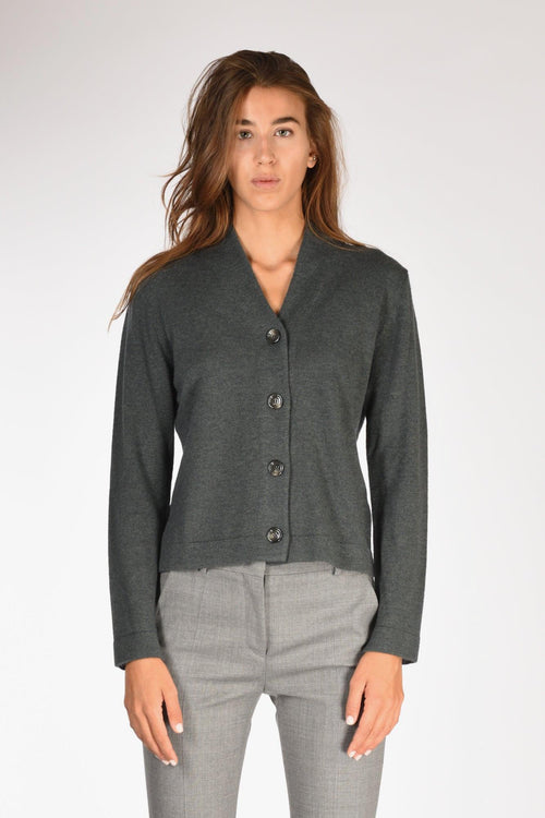 Maglia Cardigan Grigio Fango Donna - 2