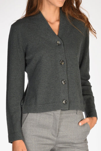 Maglia Cardigan Grigio Fango Donna - 3