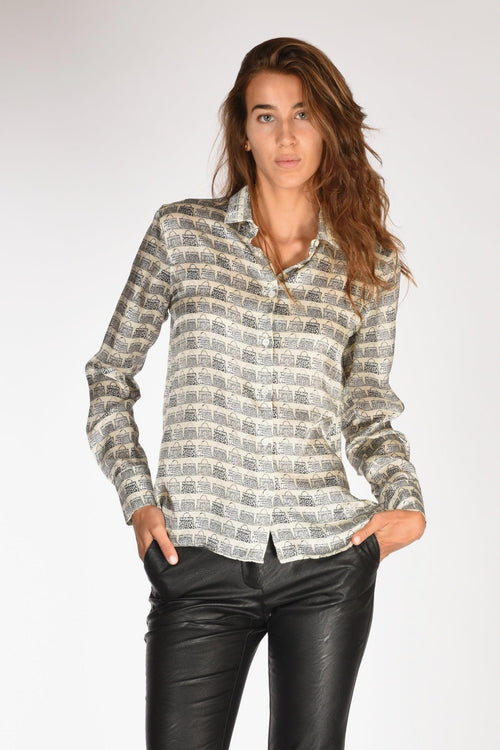 Camicia Stampata Nero/beige/bianco Donna