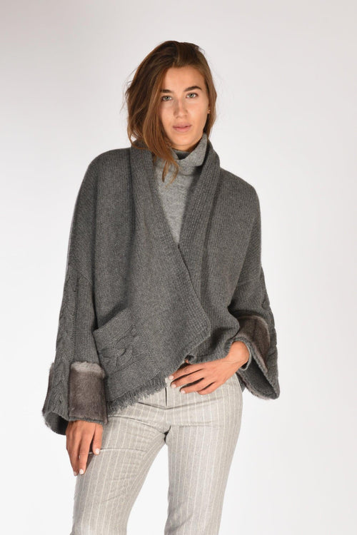 Poncho Treccia Grigio Donna