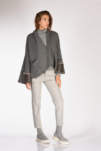 Poncho Treccia Grigio Donna - 4