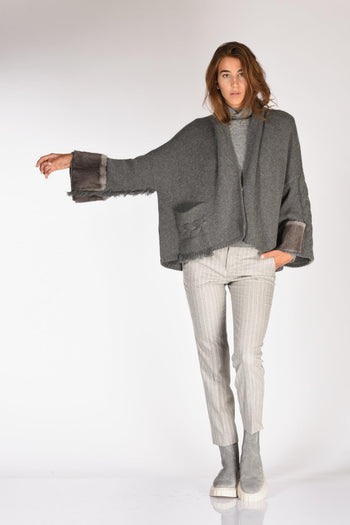 Poncho Treccia Grigio Donna - 6