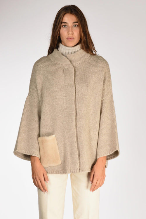 Poncho Beige Donna - 2