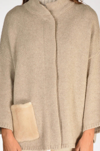 Poncho Beige Donna - 3