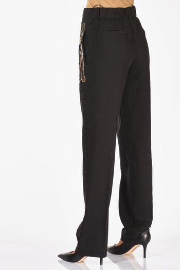 Pantalone Ricami Nero Donna - 6