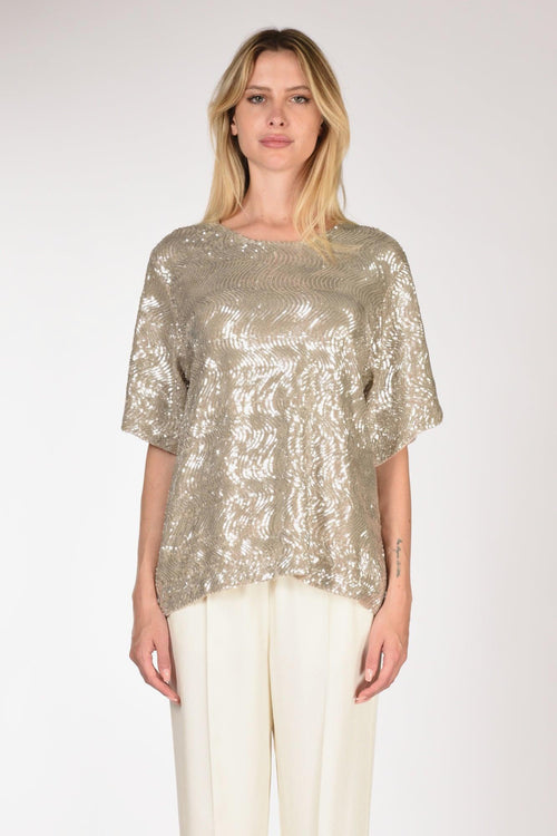 Tshirt Paillettes Argento Donna - 2