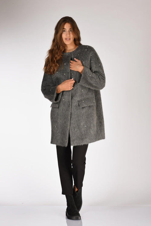 Cappotto Girocollo Grigio Donna