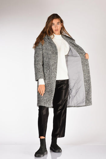 Cappotto Cappuccio Grigio Melange Donna - 3